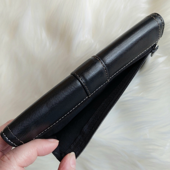 🗝FOSSIL Vintage Tri-fold Black Leather Wallet - Picture 5 of 9